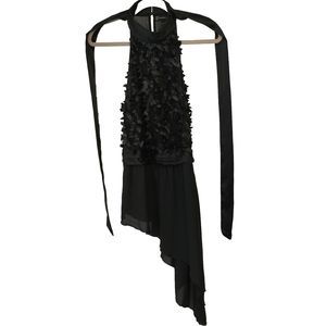 NY&C Sexy Fun Little Black Dress Asymmetrical Butterflies sleeveless Preloved L